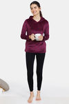 Zivame Supersoft Velour Knit Hoodie Sweatshirt - Potent Purple — thumbnail 4